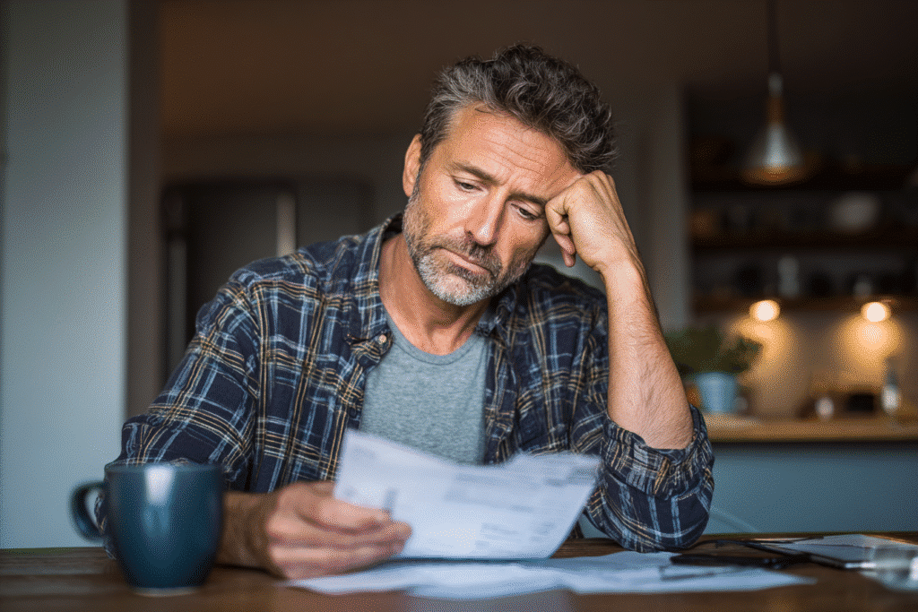 Worried man reviewing United Healthcare insurance paperwork: What Does United Healthcare Cover?