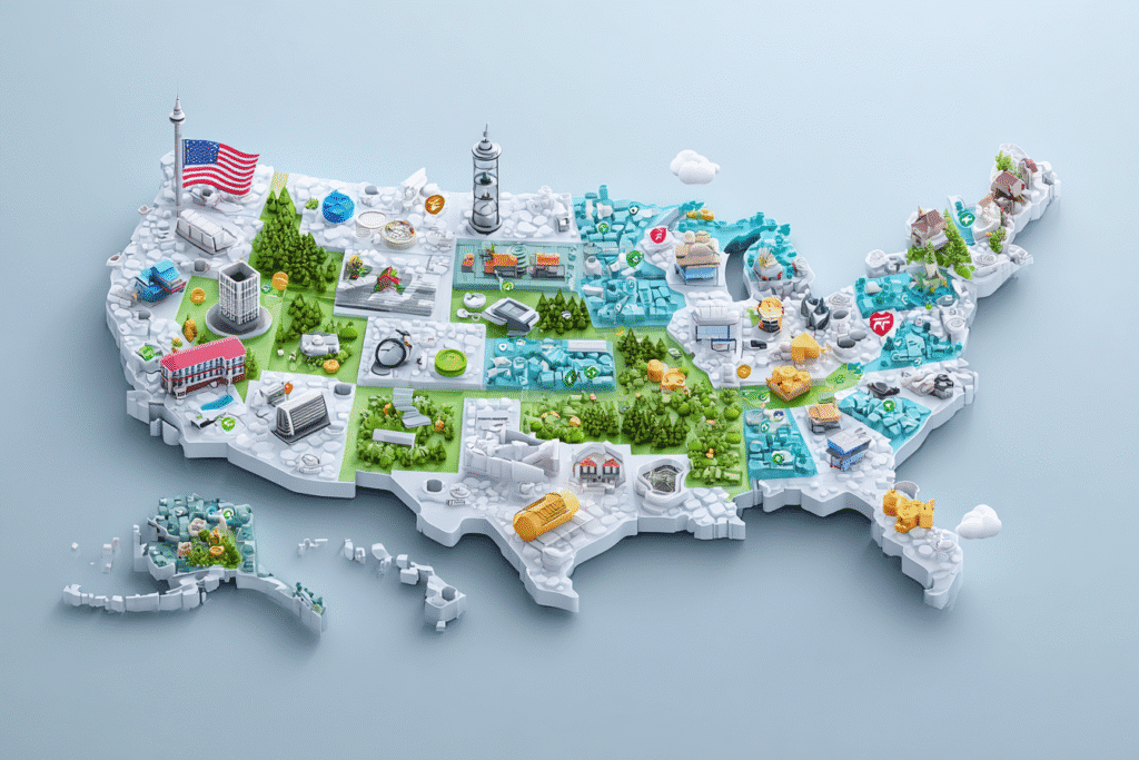 map showing average good monthly retirement income by state